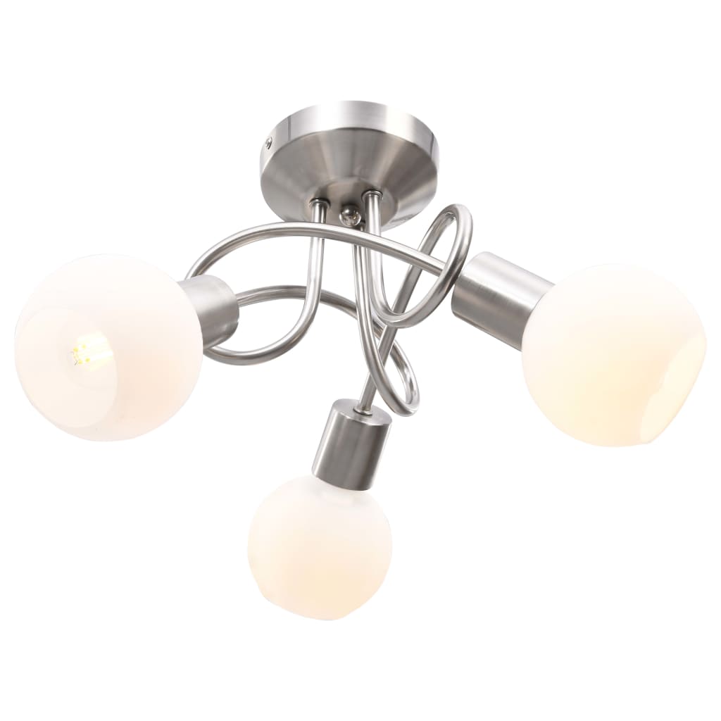 Ceiling Lamp with Ceramic Shades for 3 E14 Bulbs White Bowl - Brittle & Co