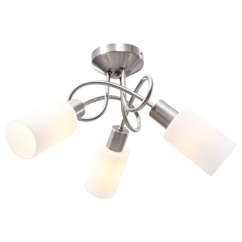 Ceiling Lamp with Ceramic Shades for 3 E14 Bulbs White Cone - Merlin Deals