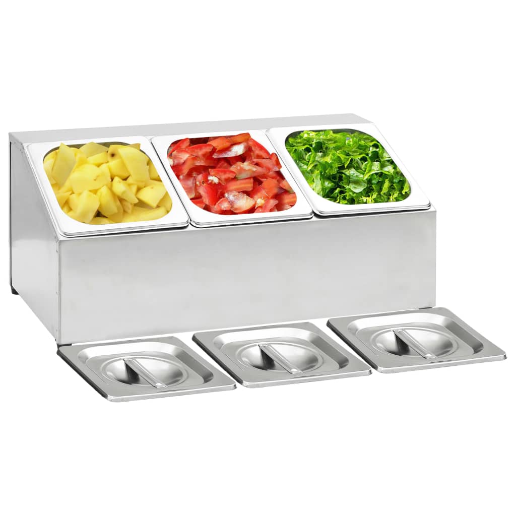 Gastronorm Container Holder with 3 GN 1/6 Pan Stainless Steel - Tyrell & Tyrell