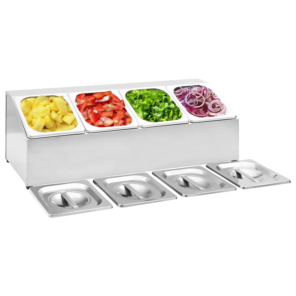 Gastronorm Container Holder with 4 GN 1/6 Pan Stainless Steel - Merkel Designers