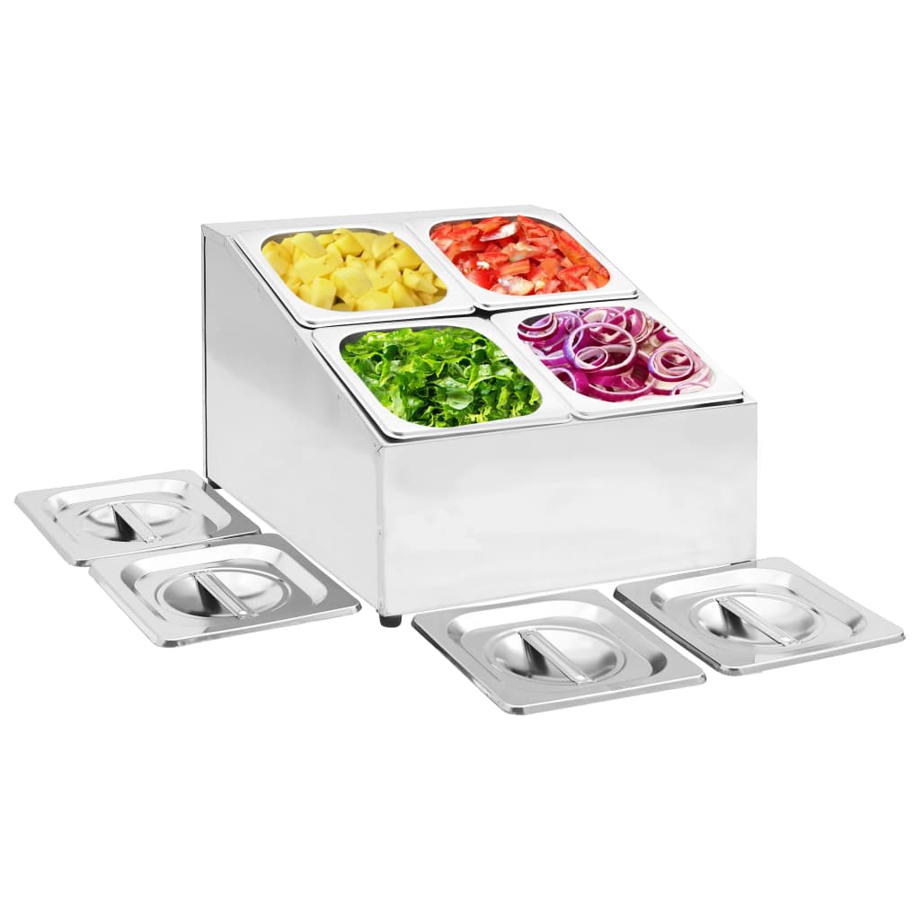 Gastronorm Container Holder with 4 GN 1/6 Pan Stainless Steel - Sid & Sam