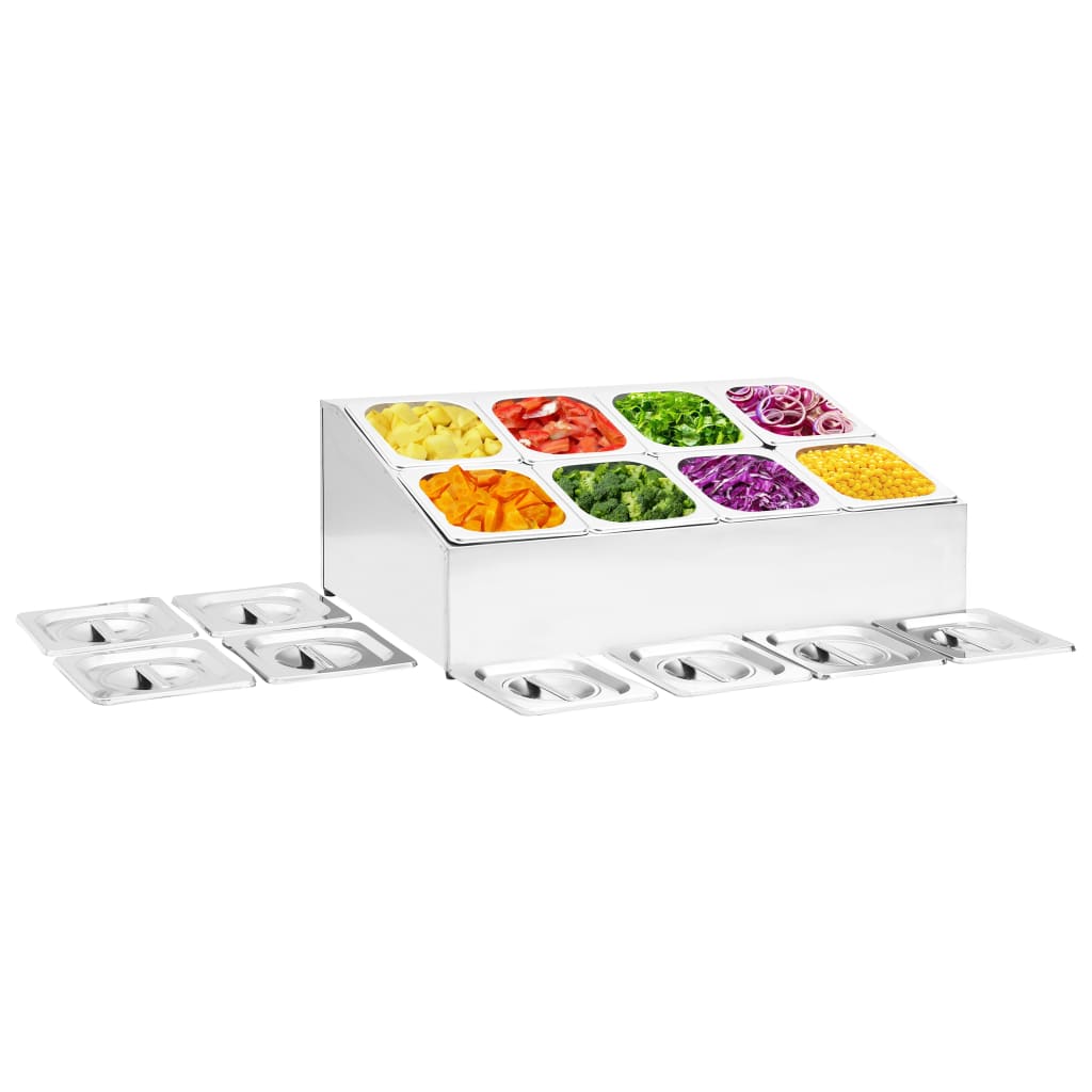 Gastronorm Container Holder with 8 GN 1/6 Pan Stainless Steel - Discount Dealers