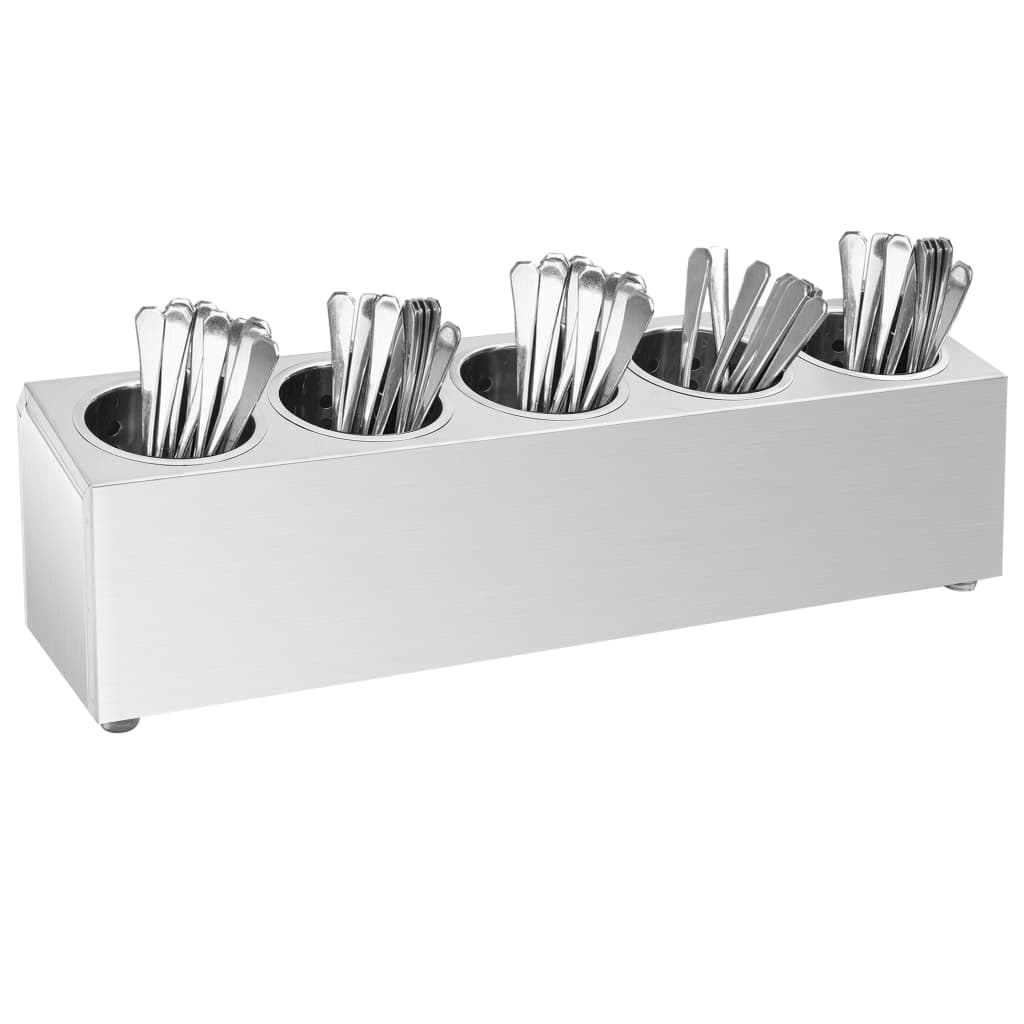 Cutlery Holder 5 Grids Rectangular Stainless Steel - Sid & Sam