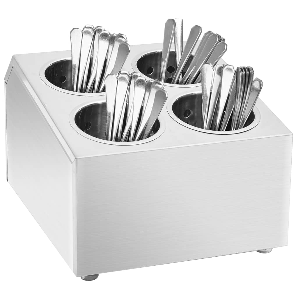 Cutlery Holder 4 Grids Square Stainless Steel - Tyrell & Tyrell