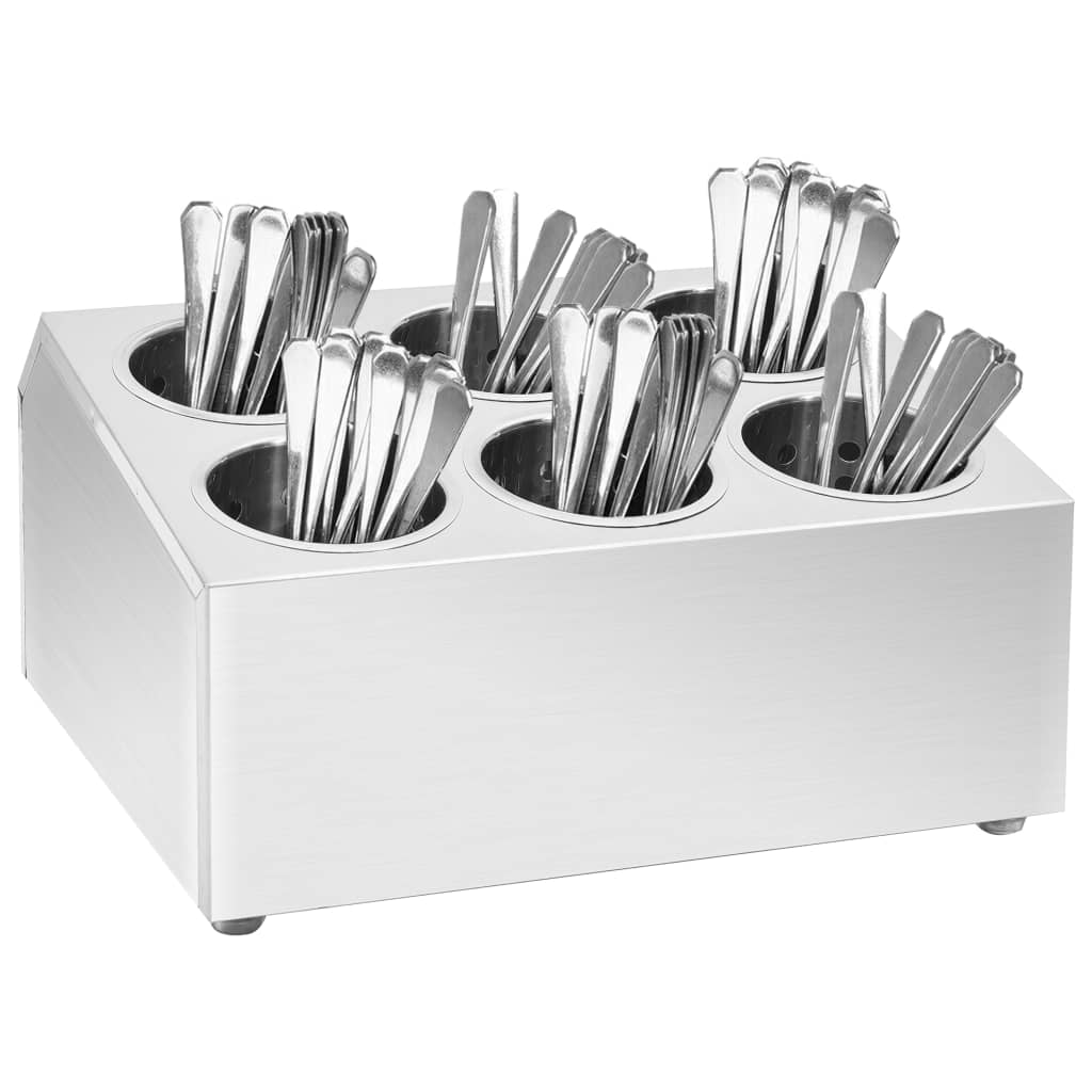 Cutlery Holder 6 Grids Square Stainless Steel - R and M Furniture
