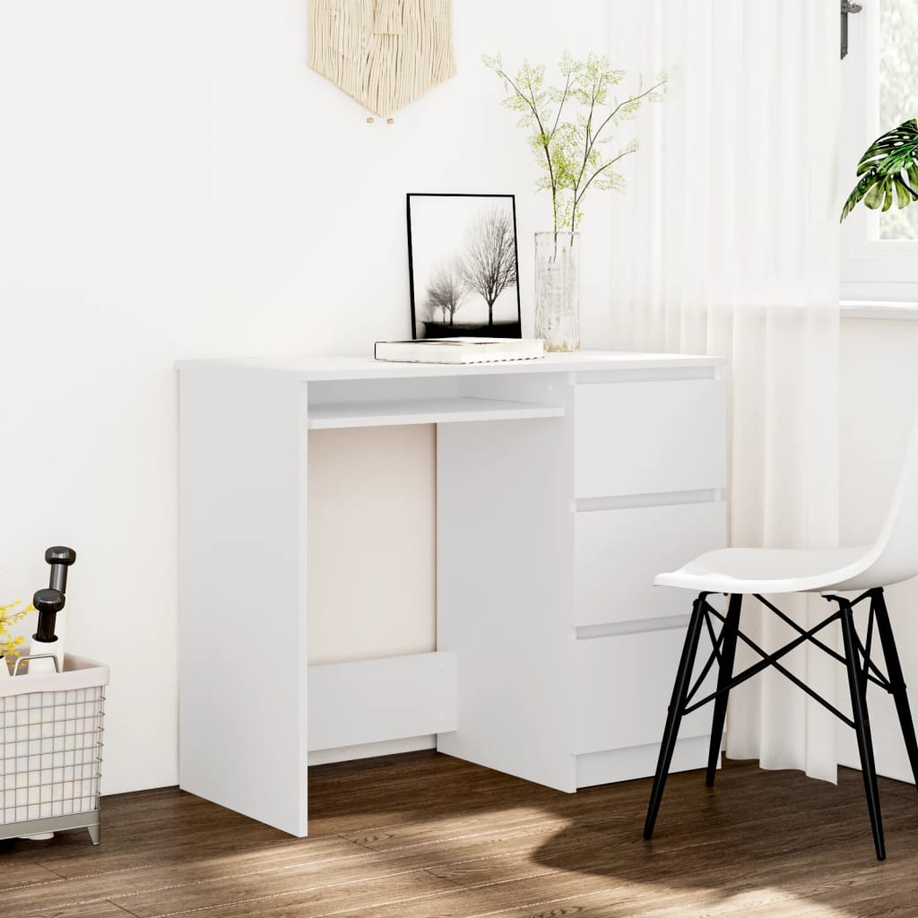 Desk White 90x45x76 cm Engineered Wood - Merlin Deals