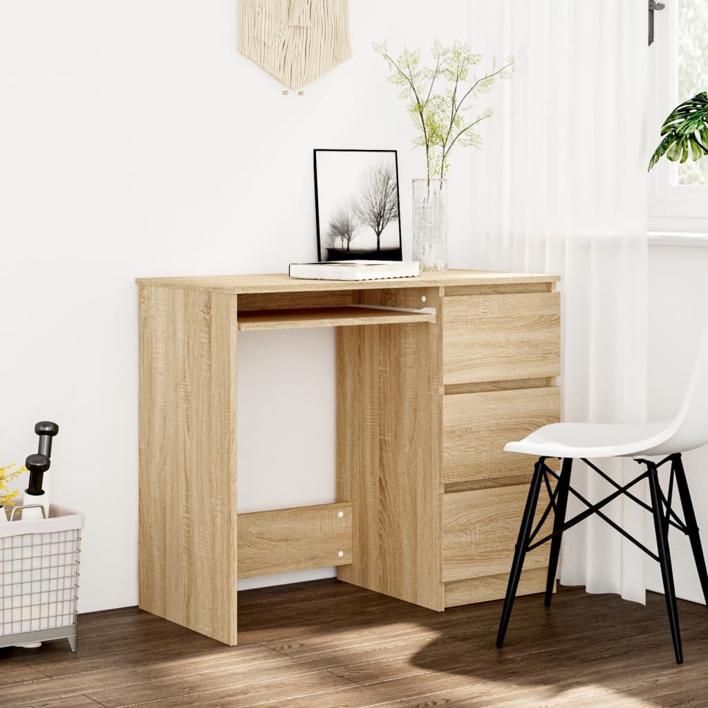 Desk Sonoma Oak 90x45x76 cm Engineered Wood - All Things Good