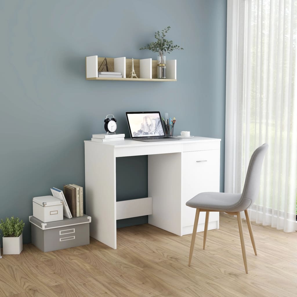 Desk White 100x50x76 cm Engineered Wood - Casper Homes
