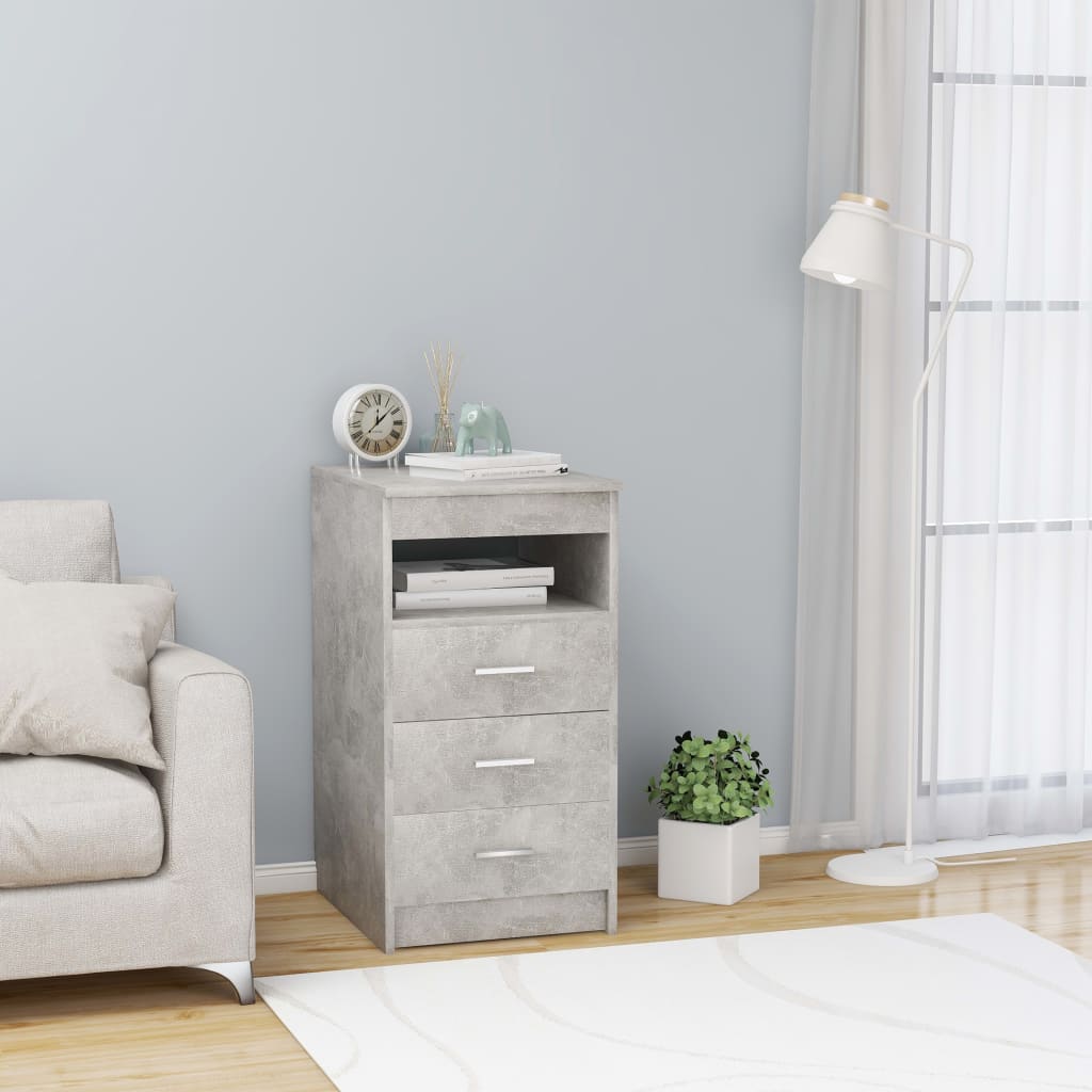 Drawer Cabinet Concrete Grey 40x50x76 cm Engineered Wood - Merkel Designers