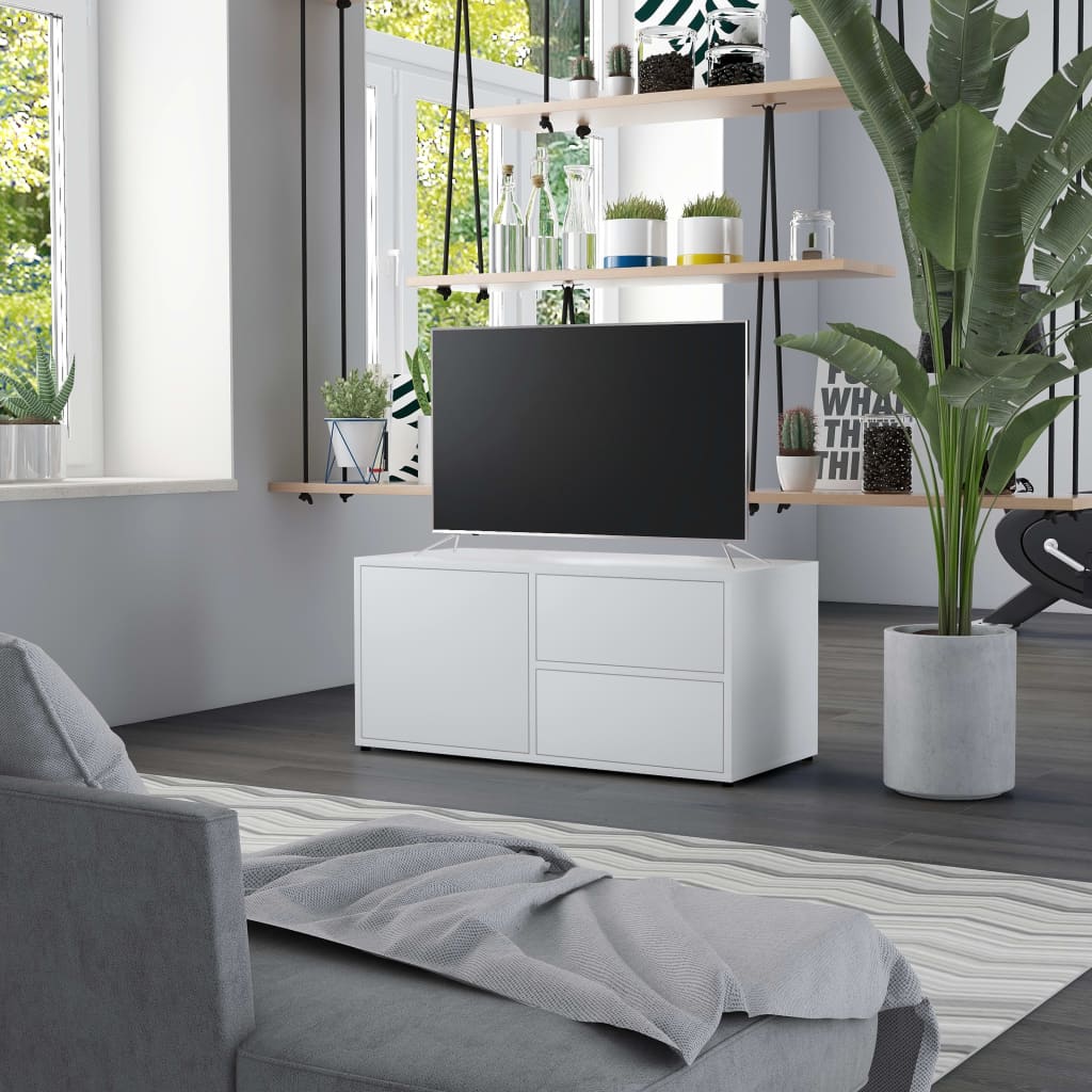 TV Cabinet White 80x34x36 cm Engineered Wood - Casper Homes