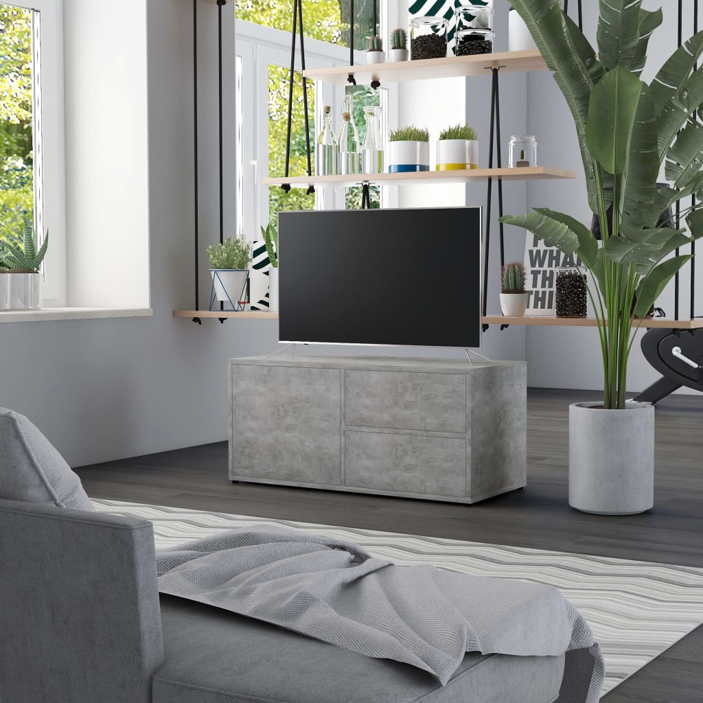 TV Cabinet Concrete Grey 80x34x36 cm Engineered Wood - Merkel Designers