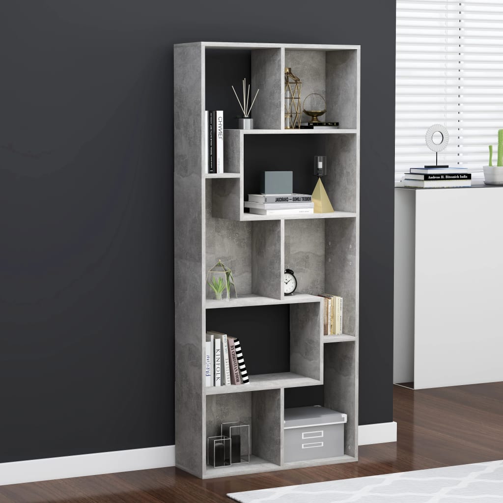 Book Cabinet Concrete Grey 67x24x161 cm Engineered Wood - Brittle & Co
