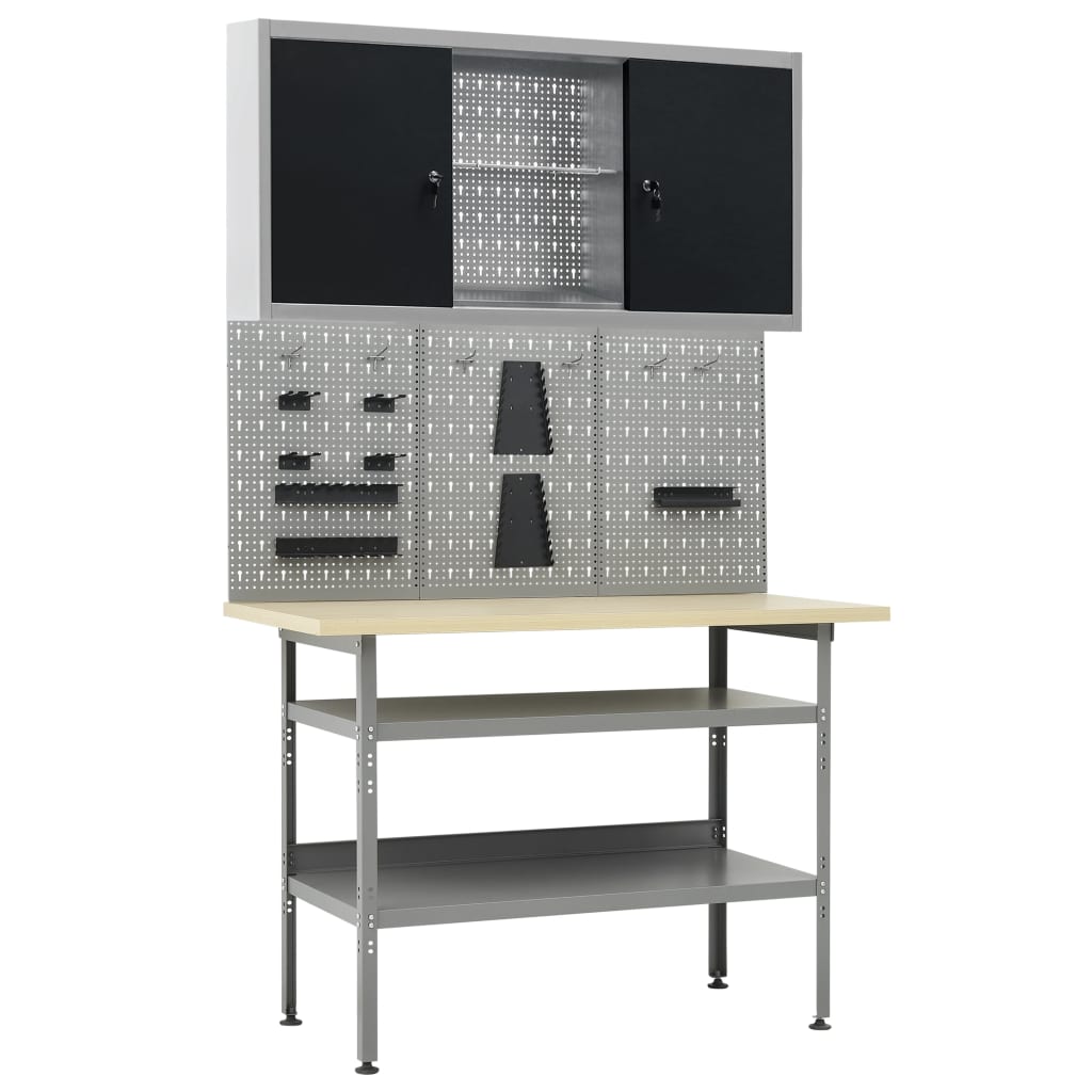 Workbench with Three Wall Panels and One Cabinet - Style and Chic