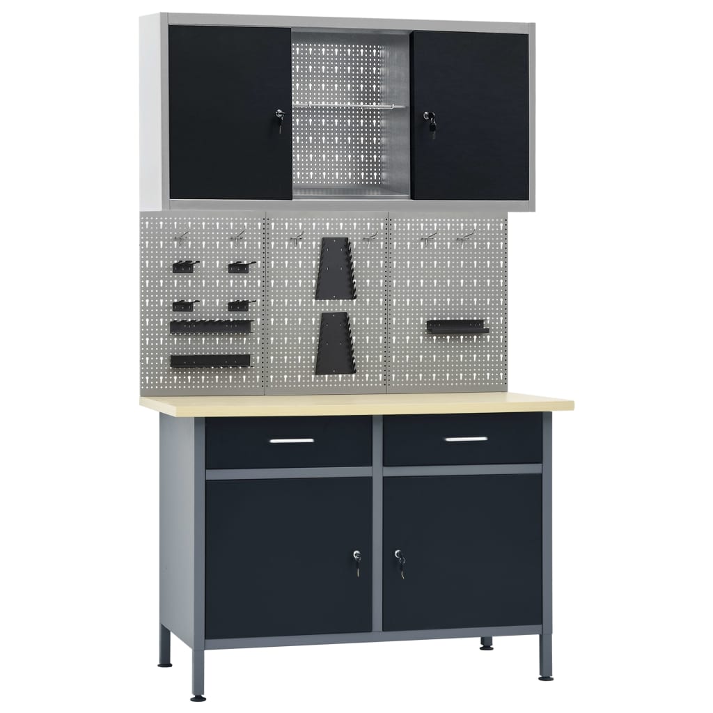 Workbench with Three Wall Panels and One Cabinet - Style and Chic
