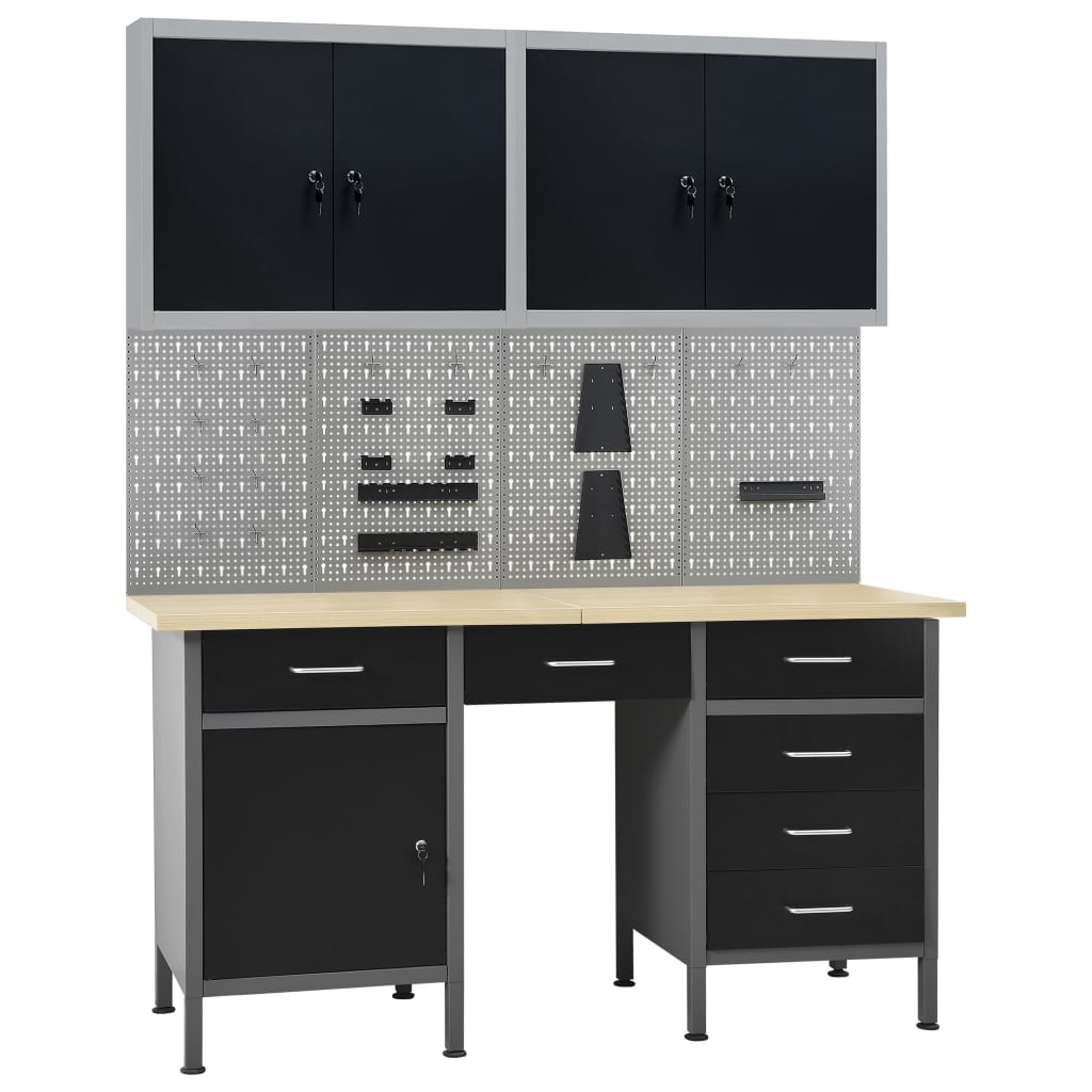 Workbench with Four Wall Panels and Two Cabinets - The Home Maker