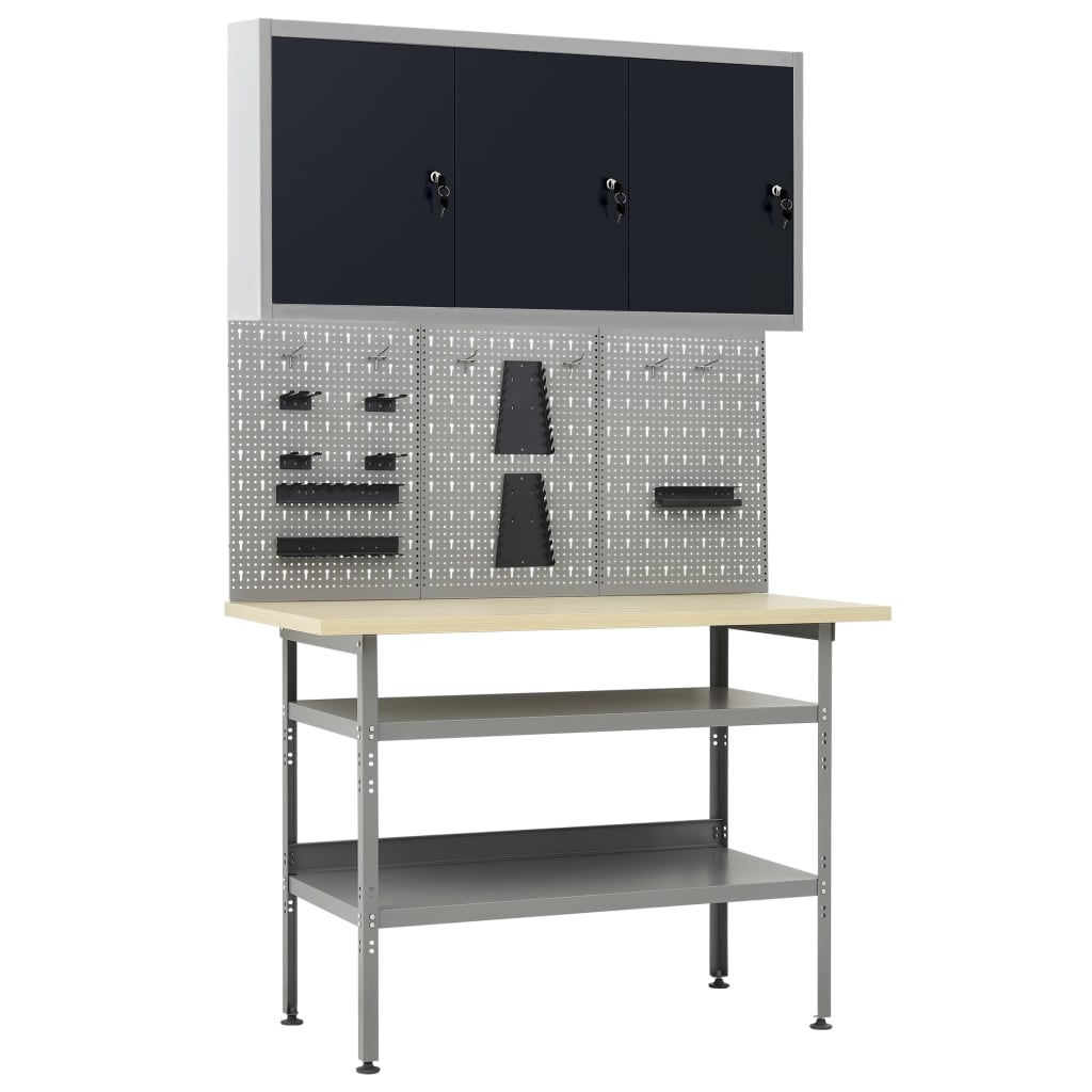 Workbench with Three Wall Panels and One Cabinet - The Home Maker