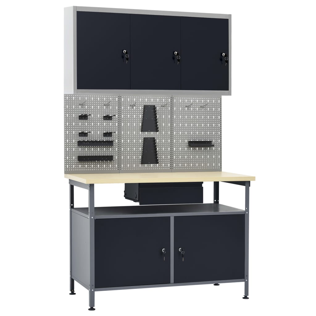 Workbench with Three Wall Panels and One Cabinet - Merlin Deals