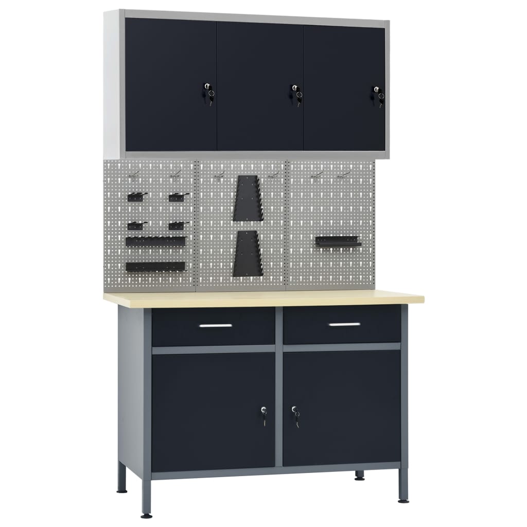 Workbench with Three Wall Panels and One Cabinet - Style and Chic