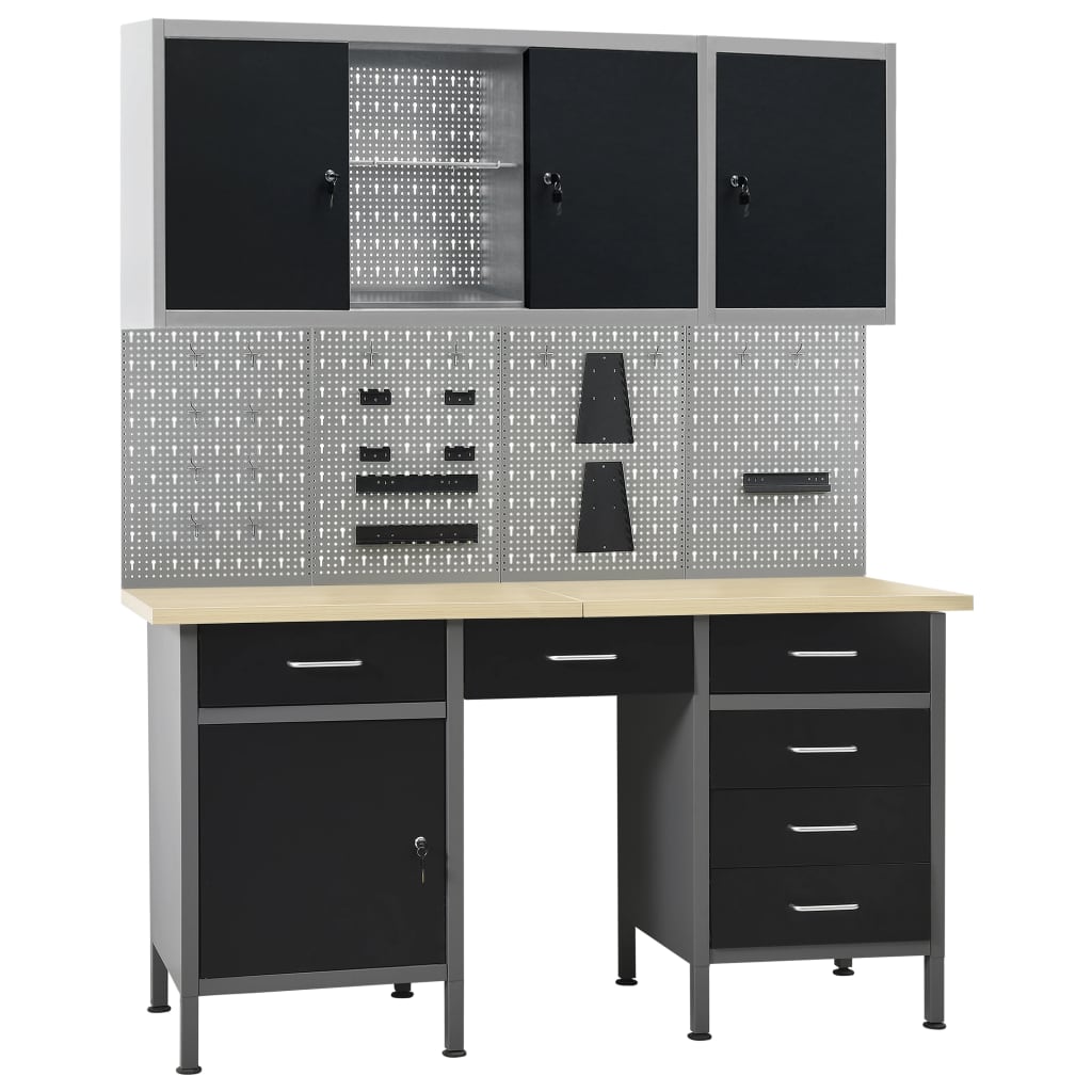Workbench with Four Wall Panels and Two Cabinets - All Things Good