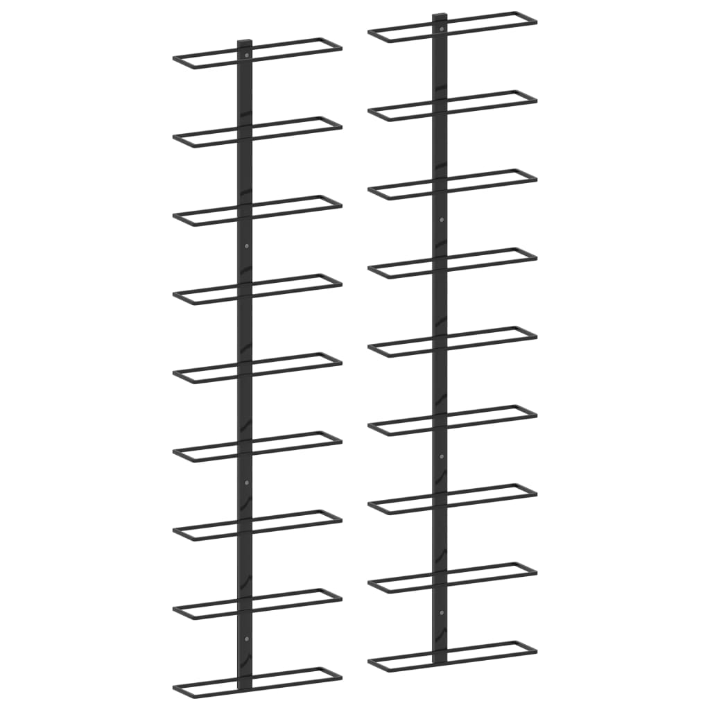 Wall-mounted Wine Racks for 18 Bottles 2 pcs Black Iron - Casper Homes