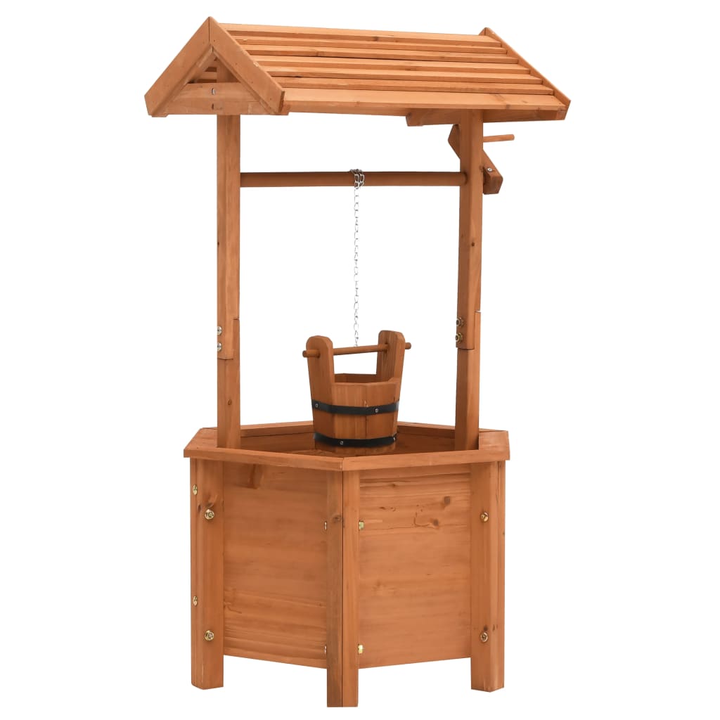 Garden Wishing Well Planter 40x40x84 cm Firwood - Design Hut