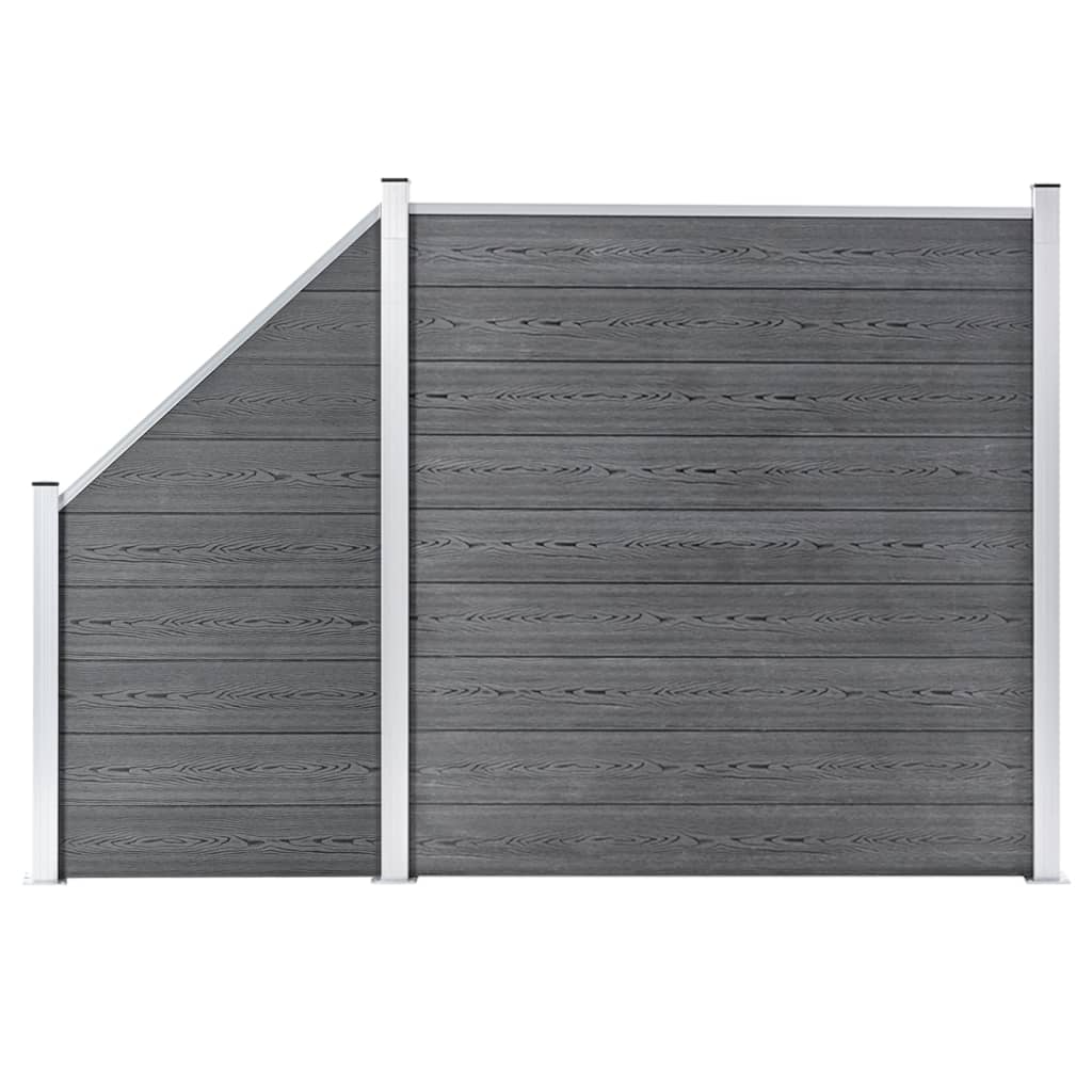 WPC Fence Set 1 Square + 1 Slanted 273x186 cm Grey - Merkel Designers