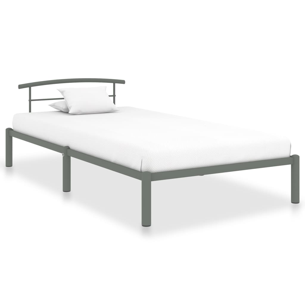 Bed Frame Grey Metal 90x200 cm - Design Hut