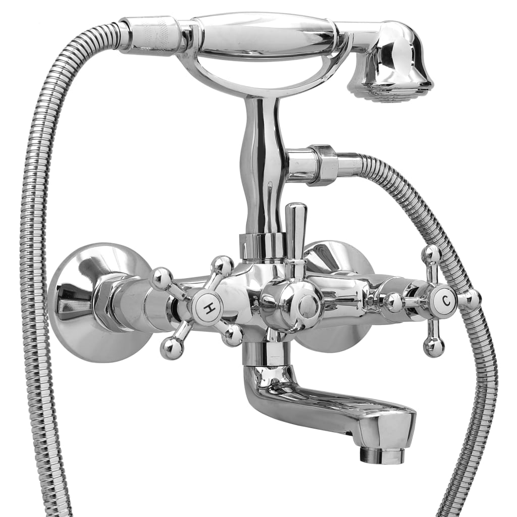 2-Handle Bathtub Faucet + Hand Shower Diverter Chrome Retro - Tyrell & Tyrell