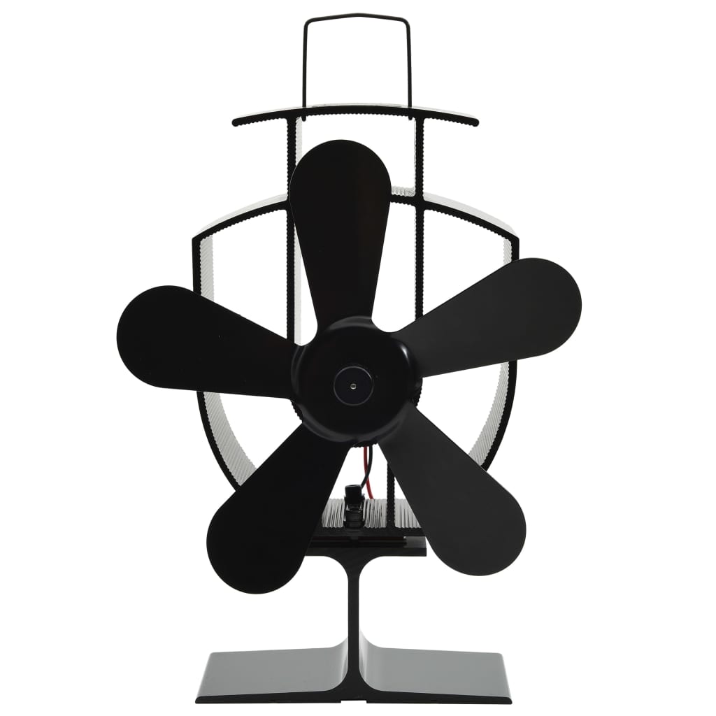 Heat Powered Stove Fan 5 Blades Black - Casper Homes