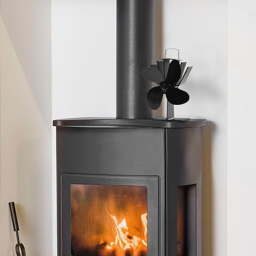 Heat Powered Stove Fan 4 Blades Black - Brittle & Co