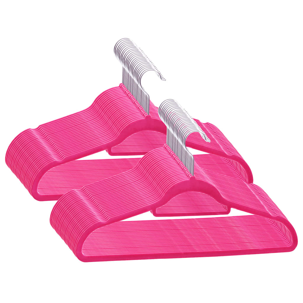 50 pcs Clothes Hanger Set Anti-slip Pink Velvet - Sid & Sam