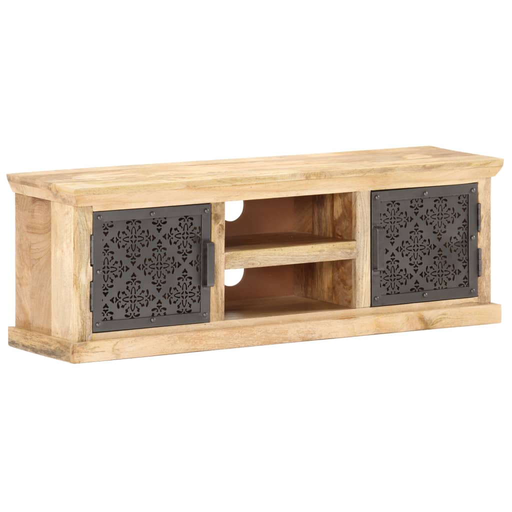 TV Cabinet with Steel Doors 120x30x40cm Solid Mango Wood - The Home Maker