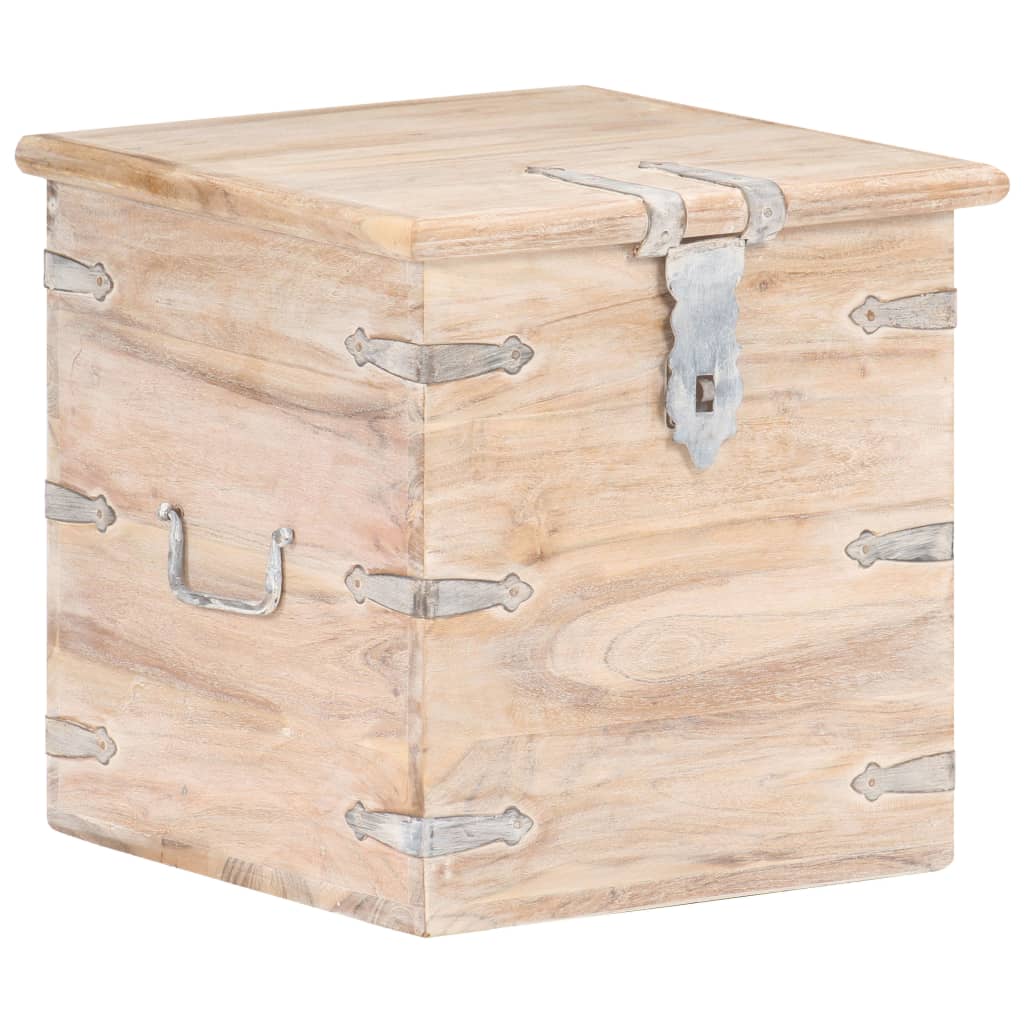Chest 40x40x40cm Solid Acacia Wood White - Peche - All Things Good