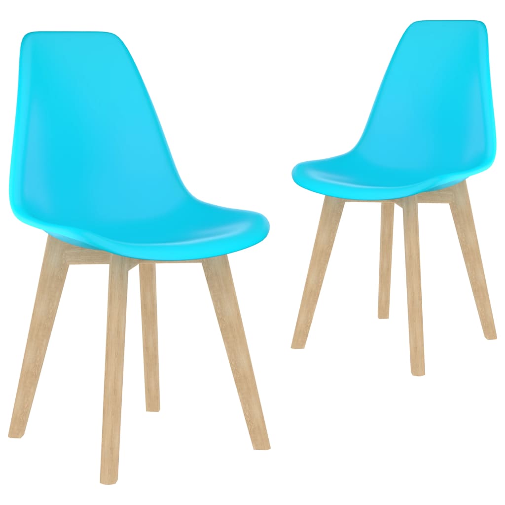 Dining Chairs 2 pcs Blue Plastic - Brittle & Co
