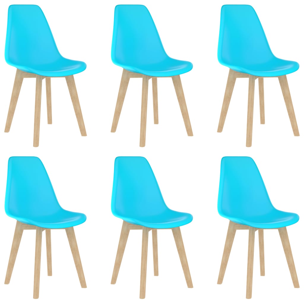 Dining Chairs 6 pcs Blue Plastic - Brittle & Co
