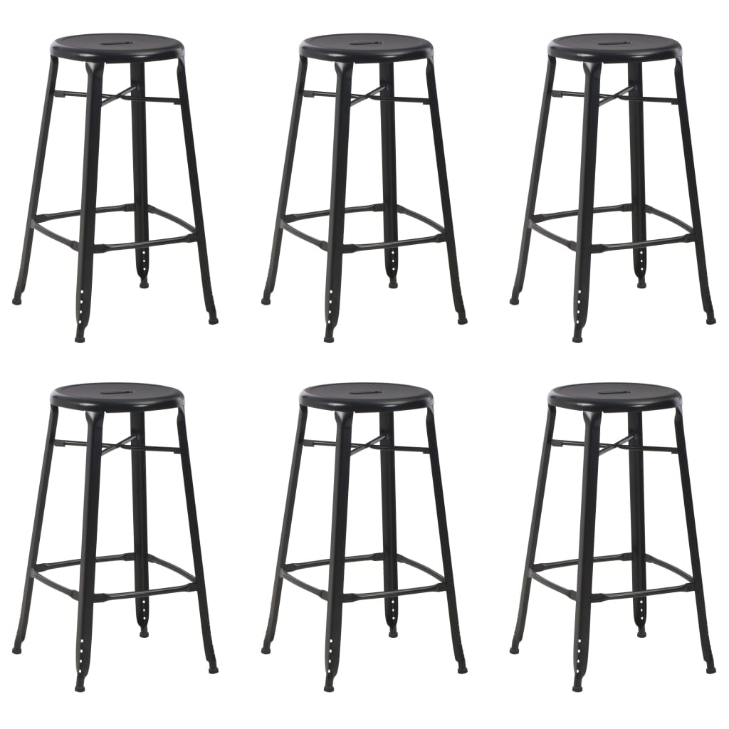 Bar Stools 6 pcs Black Steel - Millennium Furniture