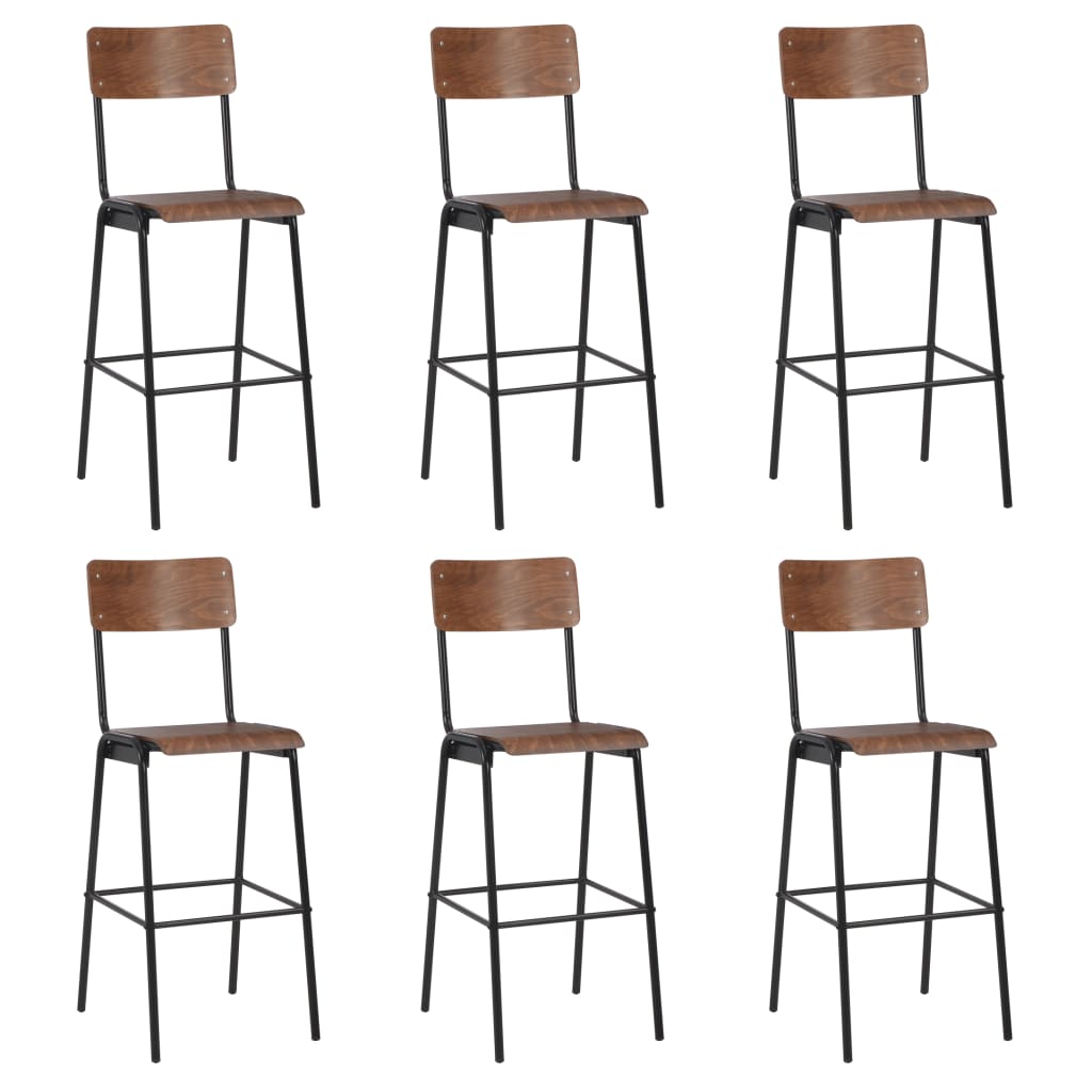 Bar Chairs 6 Pieces Solid Plywood Steel - Millennium Furniture