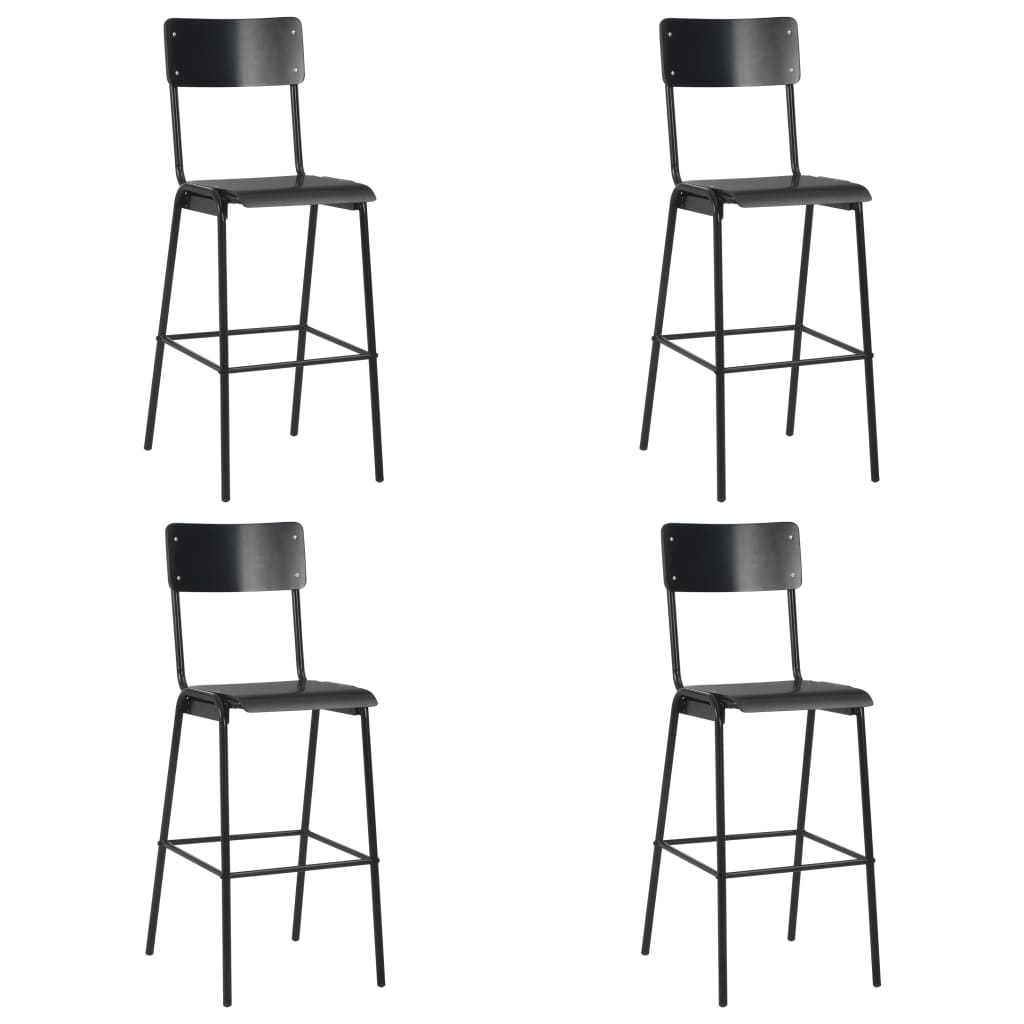 Bar Chairs 4 pcs Black Solid Plywood Steel - Casper Homes