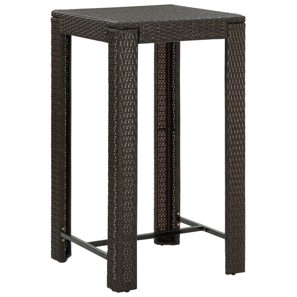 Garden Bar Table Brown 60.5x60.5x110.5 cm Poly Rattan - Decor Base
