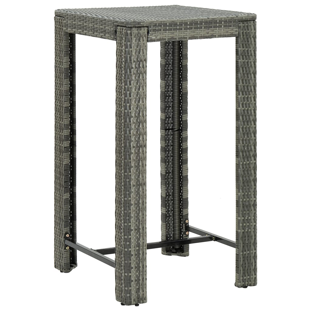 Garden Bar Table Grey 60.5x60.5x110.5 cm Poly Rattan - The Home Maker