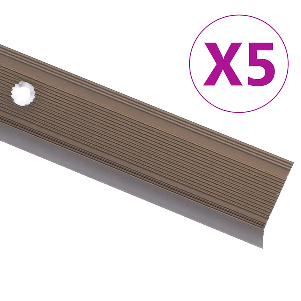 Stair Nosings in L-shape 5 pcs Aluminium 90 cm Brown - Merkel Designers