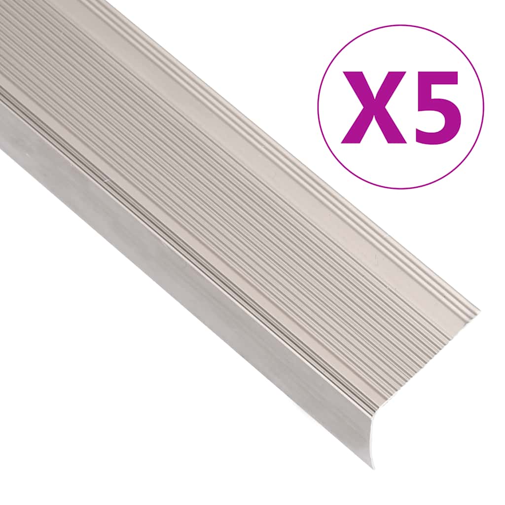 Stair Nosings in L-shape 5 pcs Aluminium 90 cm Champagne - Millennium Furniture