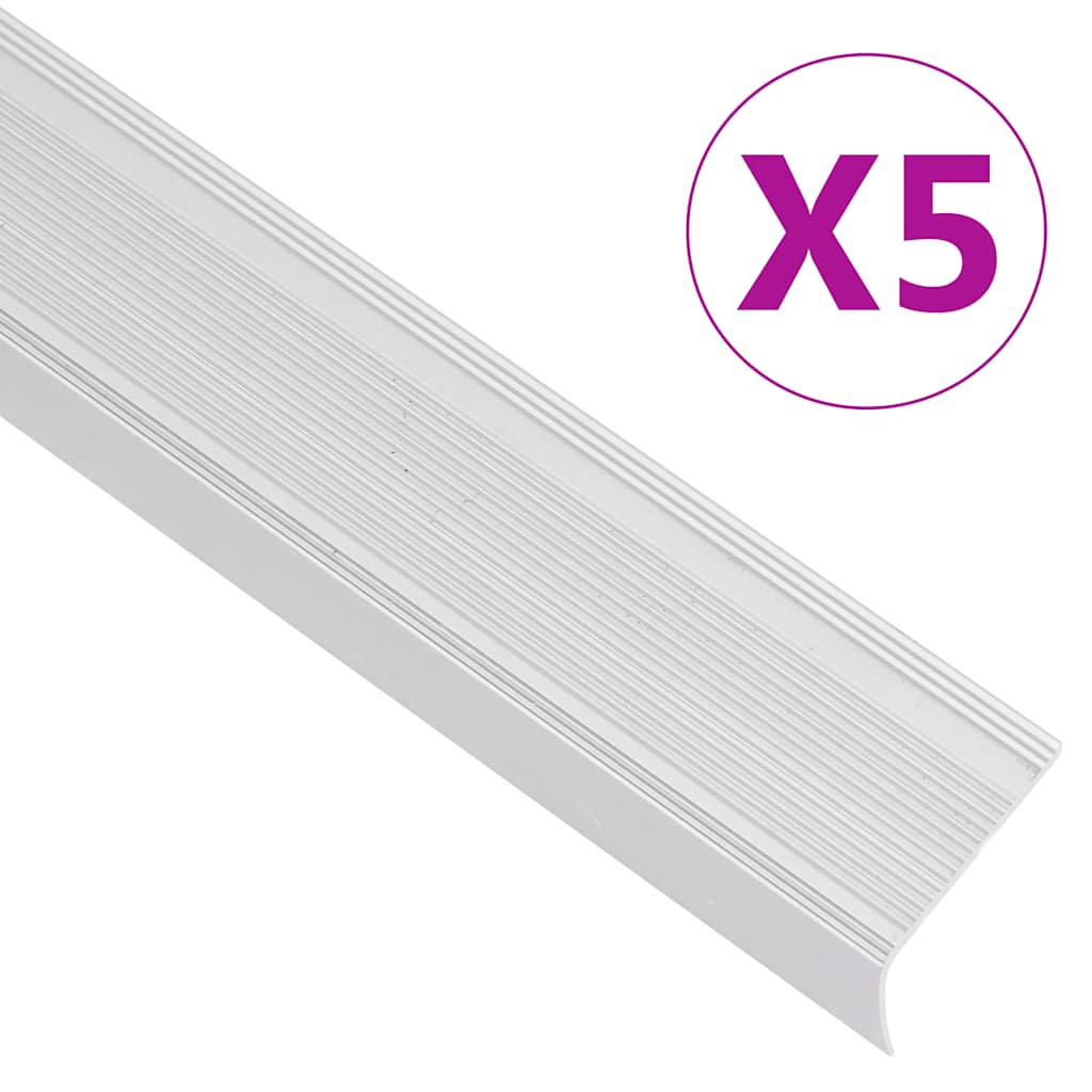 Stair Nosings in L-shape 5 pcs Aluminium 100 cm Silver - Casper Homes