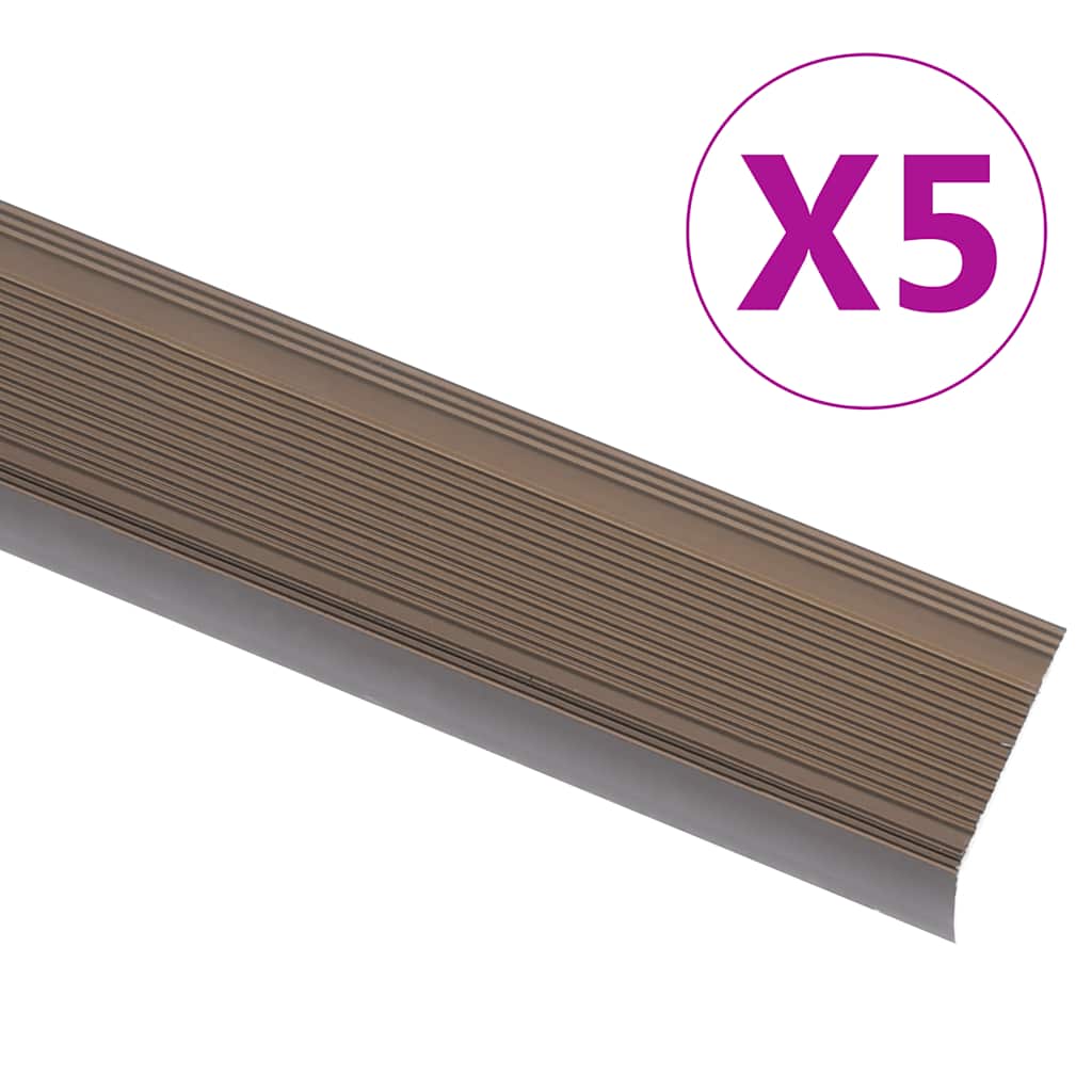 Stair Nosings in L-shape 5 pcs Aluminium 100 cm Brown - All Things Good