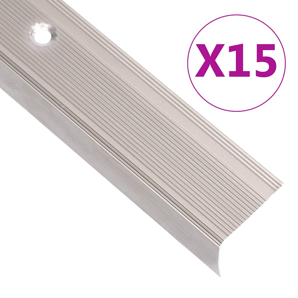 Stair Nosings in L-shape 15 pcs Aluminium 100 cm Champagne - All Things Good