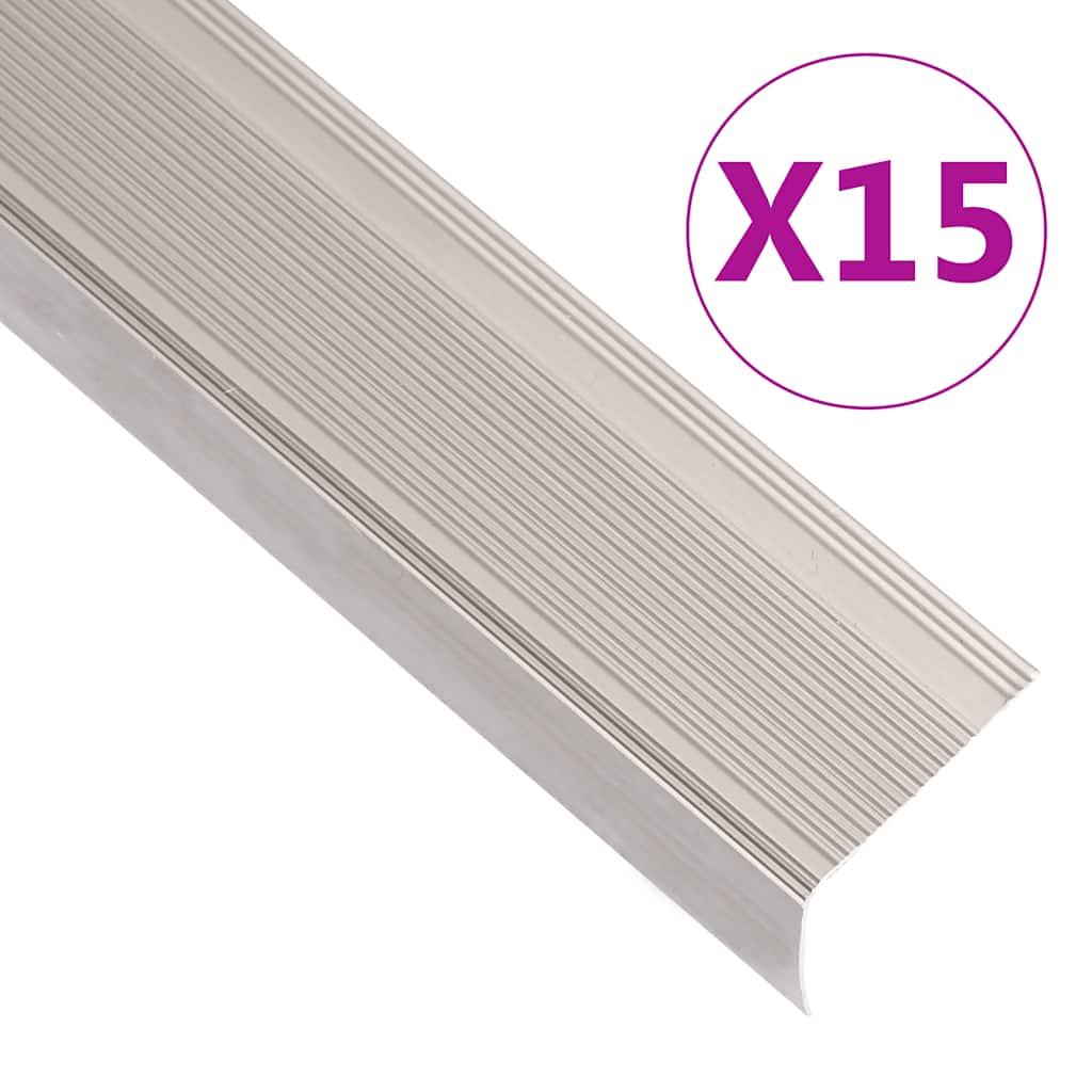 Stair Nosings in L-shape 15 pcs Aluminium 100 cm Champagne - The Home Maker