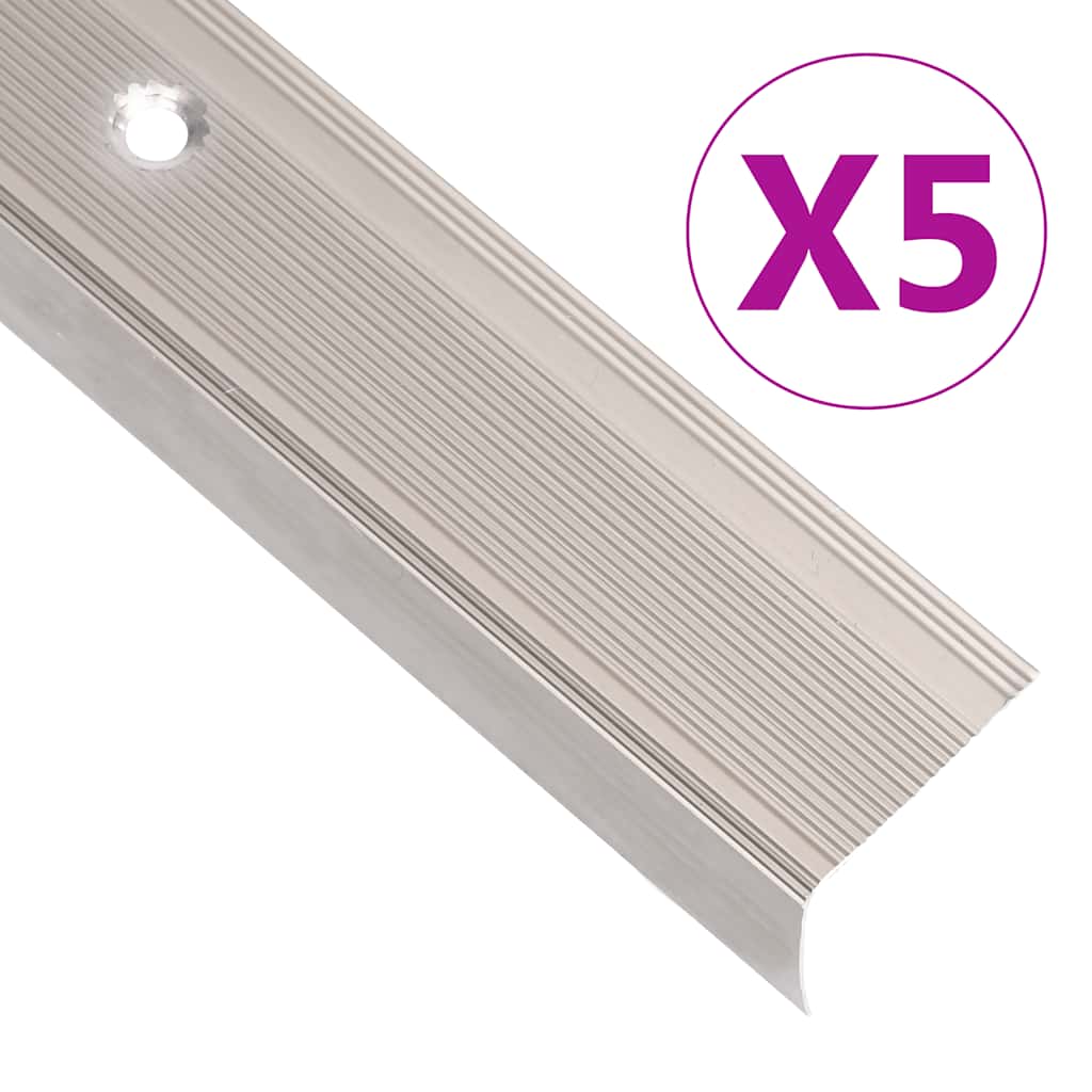 Stair Nosings in L-shape 5 pcs Aluminium 100 cm Champagne - R and M Furniture