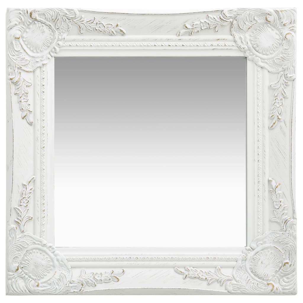 Wall Mirror Baroque Style 40x40 cm White - Decor Base