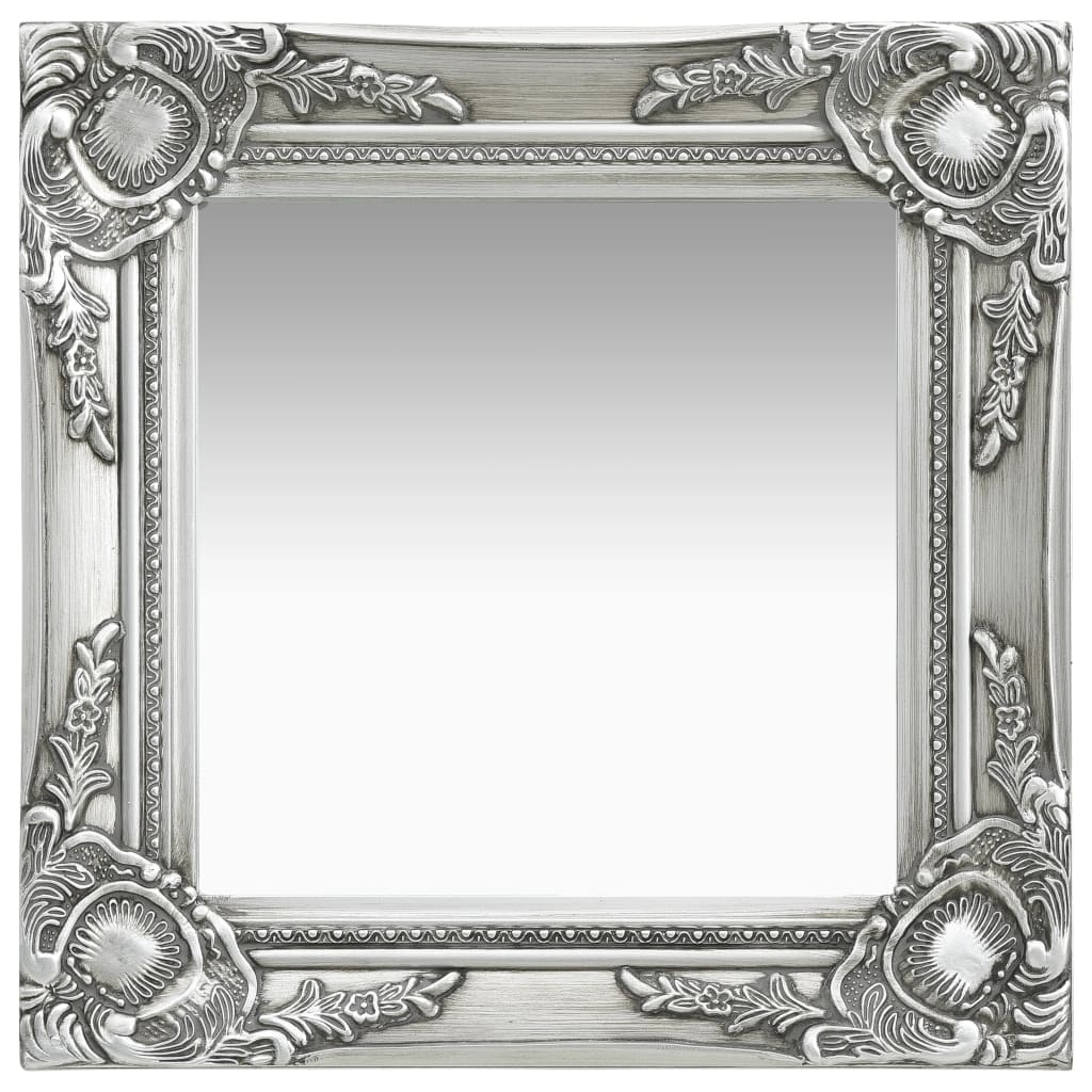 Wall Mirror Baroque Style 40x40 cm Silver - Tyrell & Tyrell