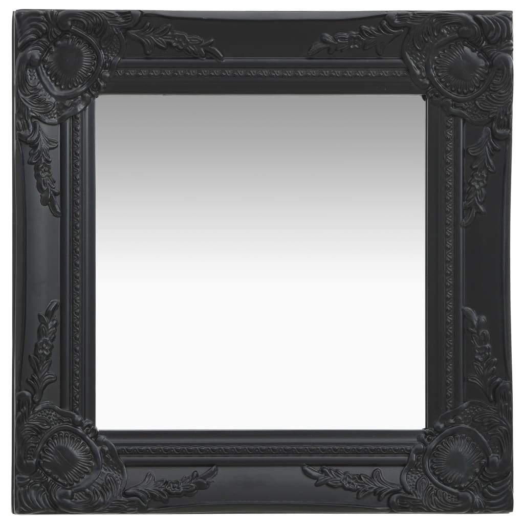 Wall Mirror Baroque Style 40x40 cm Black - Merkel Designers